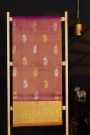 Venkatagiri Silk Mauve Pink And Orange Saree With Florals And Leaves Yallis Border
