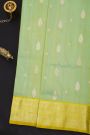 Venkatagiri Silk Mint Green Saree With Florals And Leaves Jaal Birds Border