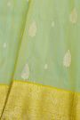 Venkatagiri Silk Mint Green Saree With Florals And Leaves Jaal Birds Border