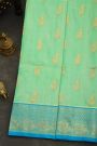 Venkatagiri Silk Mint Green Saree With Florals And Peacocks Border