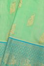 Venkatagiri Silk Mint Green Saree With Florals And Peacocks Border