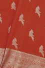 Venkatagiri Silk Red Saree With Elephants And Yali Border