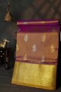 Venkatagiri Silk Rust Orange Saree With Florals And Buttis Body