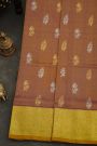Venkatagiri Silk Rust Orange Saree With Florals And Buttis Body