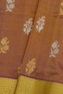 Venkatagiri Silk Rust Orange Saree With Florals And Buttis Body