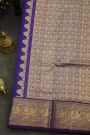 Venkatagiri Silk Dark Violet Saree With Florals And Peacocks Motif Border