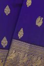 Venkatagiri Silk Dark Violet Saree With Florals And Peacocks Motif Border