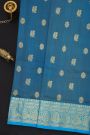 Venkatagiri Silk Royal Blue Saree With Florals And Peacock Buttis Body