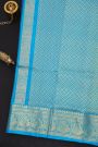 Venkatagiri Silk Royal Blue Saree With Florals And Peacock Buttis Body