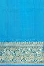 Venkatagiri Silk Royal Blue Saree With Florals And Peacock Buttis Body