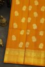 Venkatagiri Silk Peach Orange Saree With Floral And Leaf Body
