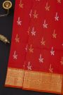 Venkatagiri Silk Red Saree With Peacocks And Elephants Border