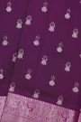 Venkatagiri Silk Purple Saree With Florals And Leaves Birds Border
