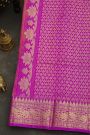 Venkatagiri Silk Rani Pink Saree With Floral And Leaf Jaal Border