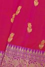Venkatagiri Silk Rani Pink Saree With Floral And Leaf Jaal Border