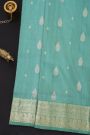 Venkatagiri Silk Teal Green Saree With Florals And Leaves Jaal Birds Border