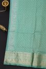Venkatagiri Silk Teal Green Saree With Florals And Leaves Jaal Birds Border