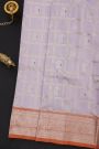 Venkatagiri Silk Lavender Saree With Florals And Leaves Jaal Birds Border