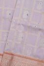 Venkatagiri Silk Lavender Saree With Florals And Leaves Jaal Birds Border