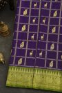 Venkatagiri Silk Violet Saree With Peacock And Leaf Jaal Border