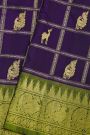 Venkatagiri Silk Violet Saree With Peacock And Leaf Jaal Border
