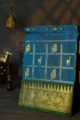 Venkatagiri Silk Peacock Blue Saree With Animal And Bird Body
