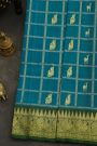 Venkatagiri Silk Peacock Blue Saree With Animal And Bird Body