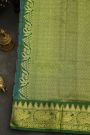 Venkatagiri Silk Peacock Blue Saree With Animal And Bird Body