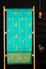 Venkatagiri Silk Turquoise Blue Saree With Floral And Leaf Jaal Temple Border