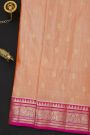 Venkatagiri Silk Peach Orange Saree With Zari Lines And Floral Buttis Body