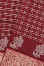 Venkatagiri Silk Maroon Saree With Floral And Peacock Temple Border