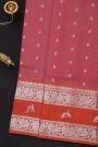 Venkatagiri Silk Red Saree With Zari Checks And Floral Buttis Body
