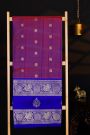 Venkatagiri Silk Purple Saree With Checks Floral And Buttis Body