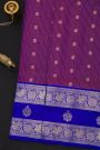 Venkatagiri Silk Purple Saree With Checks Floral And Buttis Body