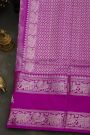 Venkatagiri Silk Light Purple Saree With Elephants And Peacocks Buttis In Gap Border