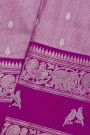 Venkatagiri Silk Light Purple Saree With Elephants And Peacocks Buttis In Gap Border