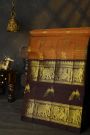 Venkatagiri Silk Rust Brown Saree With Floral And Leaf Buttis In Thread Work Body