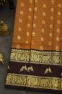 Venkatagiri Silk Rust Brown Saree With Floral And Leaf Buttis In Thread Work Body