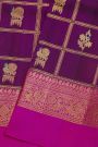 Venkatagiri Silk Purple Saree With Floral And Peacock Buttis In Thread Work Body