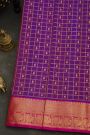 Venkatagiri Silk Purple Saree With Zari Checks And Floral Buttis Body