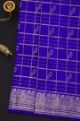 Venkatagiri Silk Royal Blue Saree With Zari Checks And Floral Buttis Body
