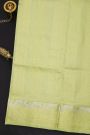Venkatagiri Silk Pista Green Saree With Checks Floral And Buttis Body