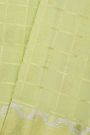 Venkatagiri Silk Pista Green Saree With Checks Floral And Buttis Body