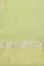 Venkatagiri Silk Pista Green Saree With Checks Floral And Buttis Body