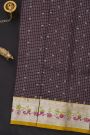 Venkatagiri Silk Dark Brown Saree With Zari Checks And Floral Buttis Body
