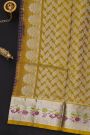 Venkatagiri Silk Dark Brown Saree With Zari Checks And Floral Buttis Body