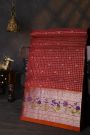 Venkatagiri Silk Maroon Saree With Zari Checks And Floral Buttis Body