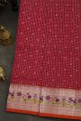 Venkatagiri Silk Maroon Saree With Zari Checks And Floral Buttis Body