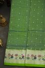 Venkatagiri Silk Bottle Green Saree With Florals And Birds Border