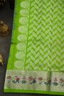 Venkatagiri Silk Bottle Green Saree With Florals And Birds Border